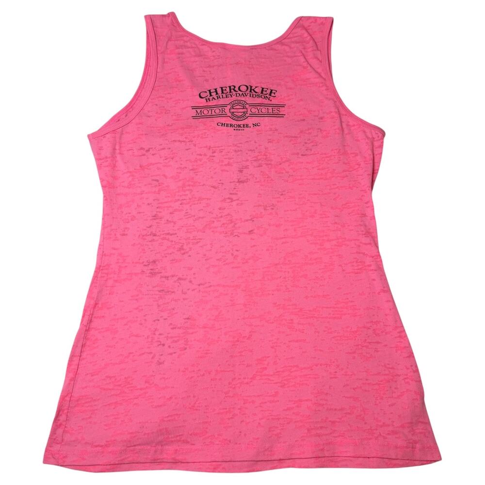 Harley Davidson Pink Burnout Tank Top Wing Graphic Biker Y2K Size XL Rhinestone - Picture 6 of 6